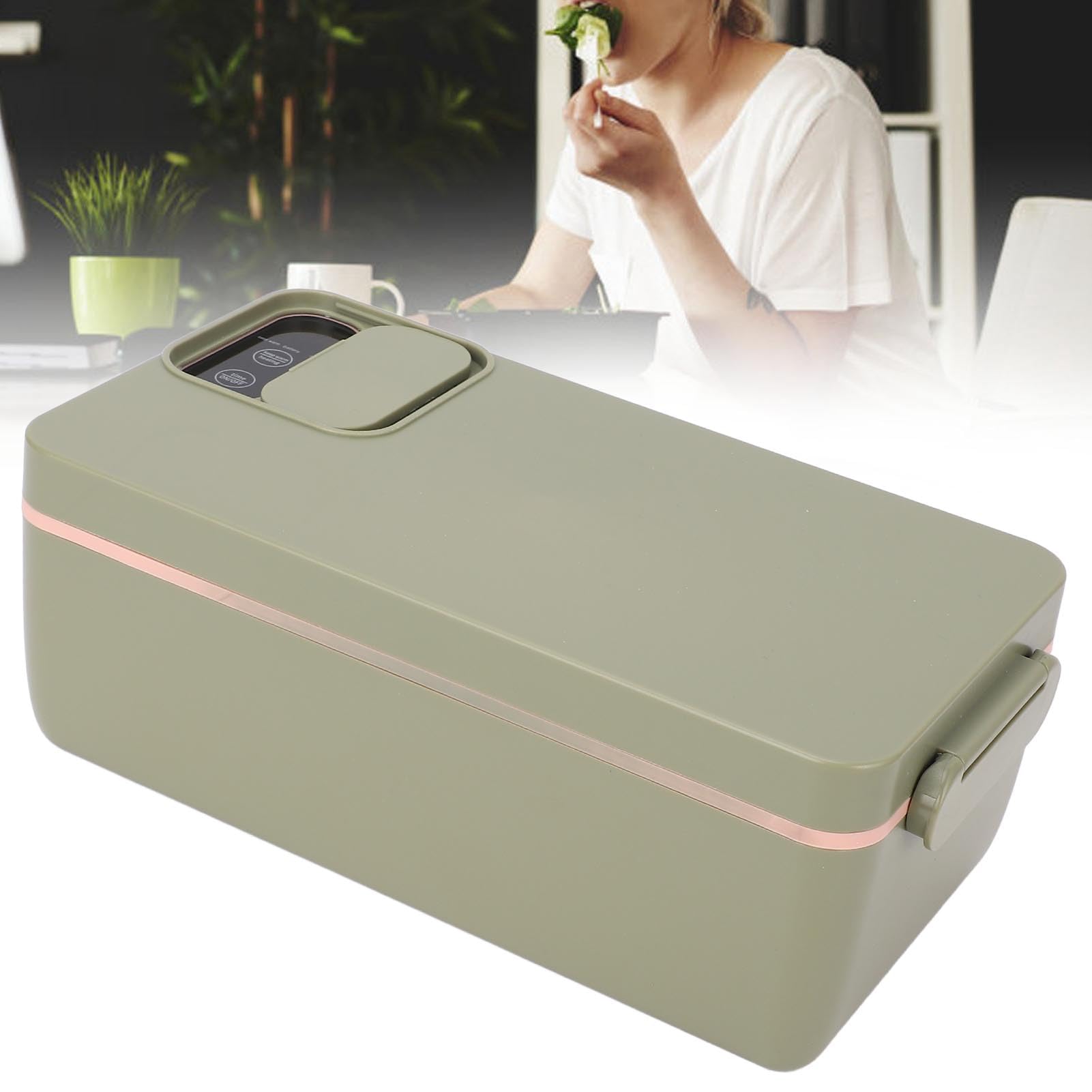 Portapranzo Elettrico Scaldavivande Portatile di Grande capacità da 1 Litro per Uso Ufficio Acciaio Inossidabile 304 (Verde)