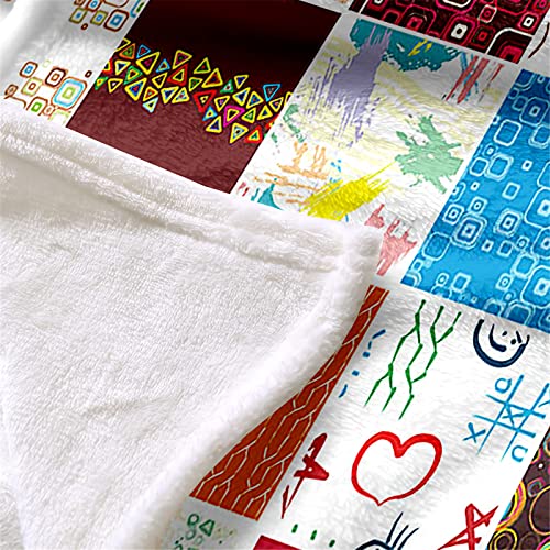Plaid flanelle douillet pour canapé et lit couverture polaire géométrie patchwork - 4