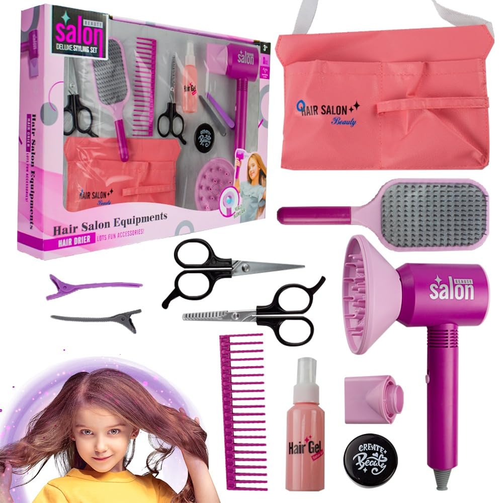 UKR Hairdresser Set for Girls Hair Salon Pretend Play,Hair Salon Equipment or Accessories for Girls (Window Box)