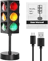 Aekops 11-Inch Traffic Light Desk Lamp - 8 Color Changing & Blinking Modes, Stop Light for Bedroom, Party, Classroom Decor