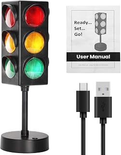 Aekops 11-Inch Traffic Light Desk Lamp - 8 Color Changing & Blinking Modes, Stop Light for Bedroom, Party, Classroom Decor