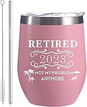 Retired 2023 Not My Problem Anymore,Retirement Gifts for Women Men- 12OZ Stainless Steel Stainless steel cup ,Fun Happy Retirement Gifts for Coworkers, Sisters, Colleague, Mom, Aunt, Grandmother, Boss, Friends, Teachers, Nurses, Retiree. (pink)