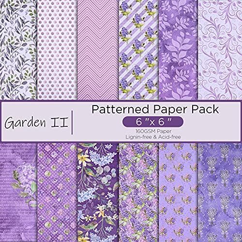 YARUMI Purple Scrapbook Paper Pad | 6" × 6" | Patterned Paper Pack,Spring Garden Themed Floral Scrapbooking Papers,Single-sided Cardstock Holiday Cardmaking DIY Origami Decorative Craft Paper-24 Pages