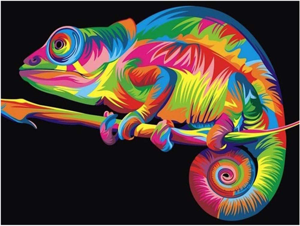 Broderie diamant lézard pour salon déco murale kit créatif grand format chambre