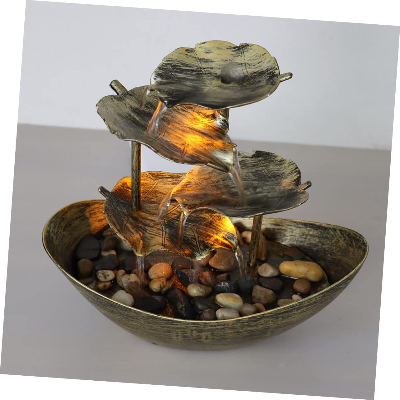 Fontaine De Table LED avec Décoration Atmosphérique Forme De Lotus Accessoire De Maison pour Salon Bureau Et Événements Spéciaux