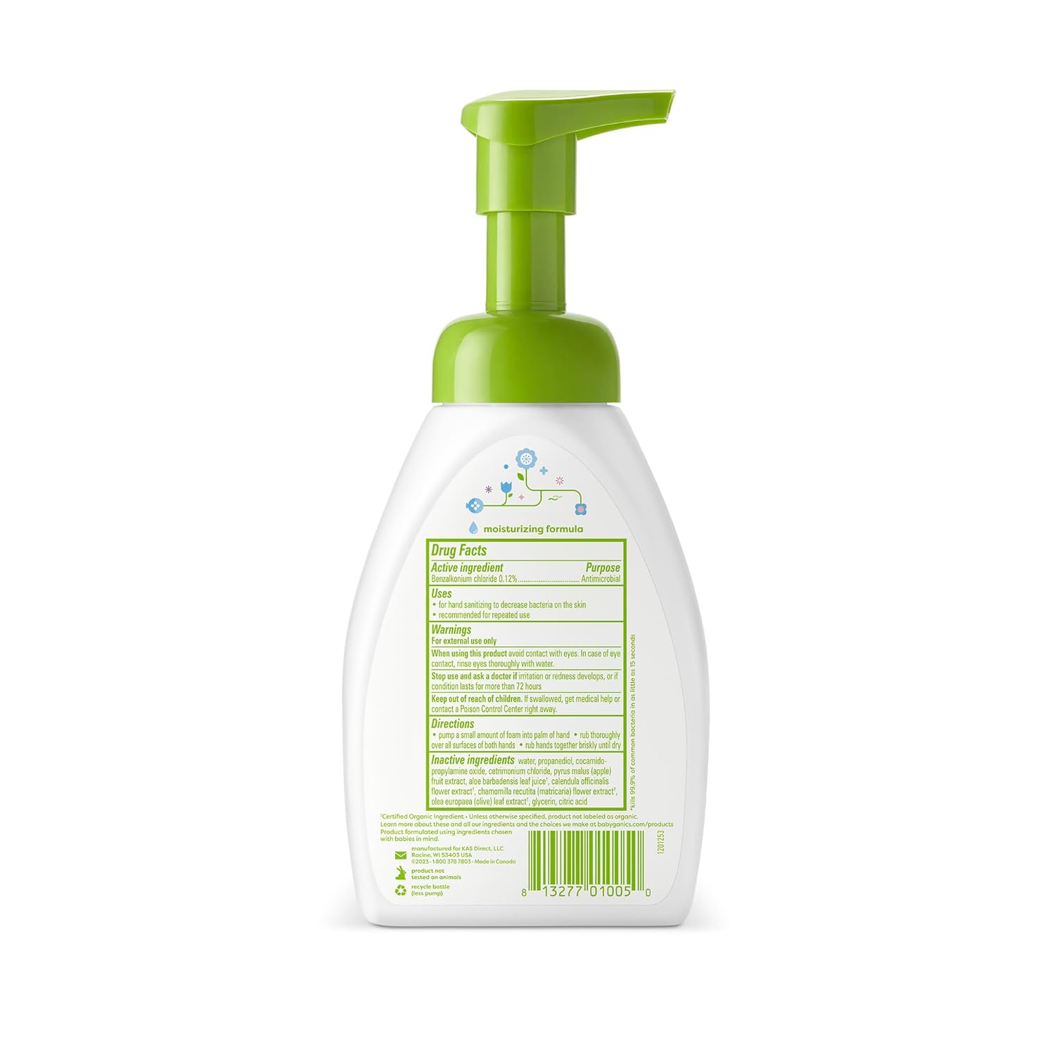 Babyganics Alcohol-Free Foaming Hand Sanitizer, Pump Bottle, Fragrance Free, 8.45 oz, 3 Pack - Image 2