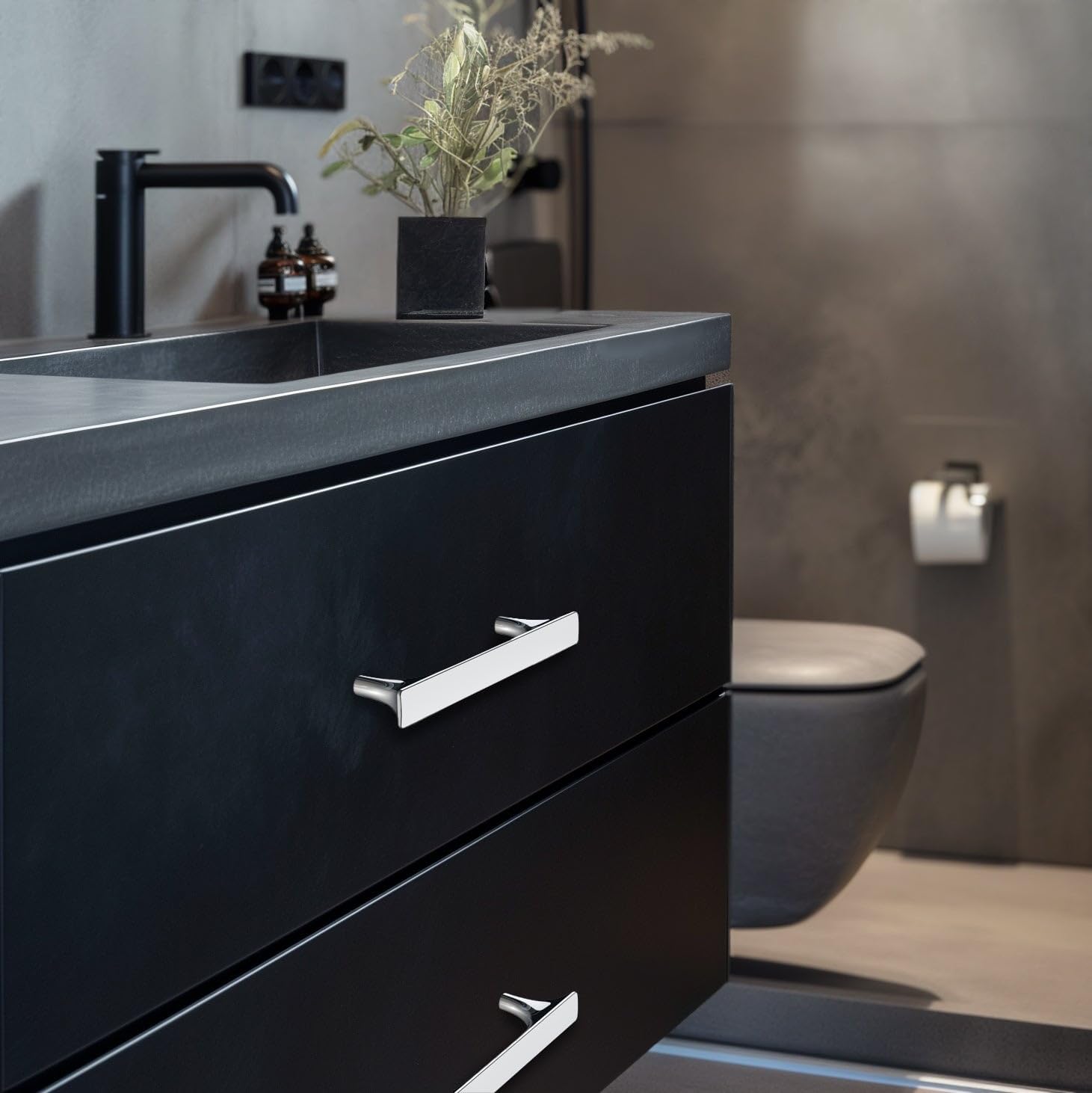 HESTIA HARDWARE 10 Pack Modern Cabinets and Drawers Handles | 3.75 Inch (96mm) Polished Chrome Nickel Cabinet Pulls for Kitchen, Bathroom, and Furniture (Z15.96mm.10.P)