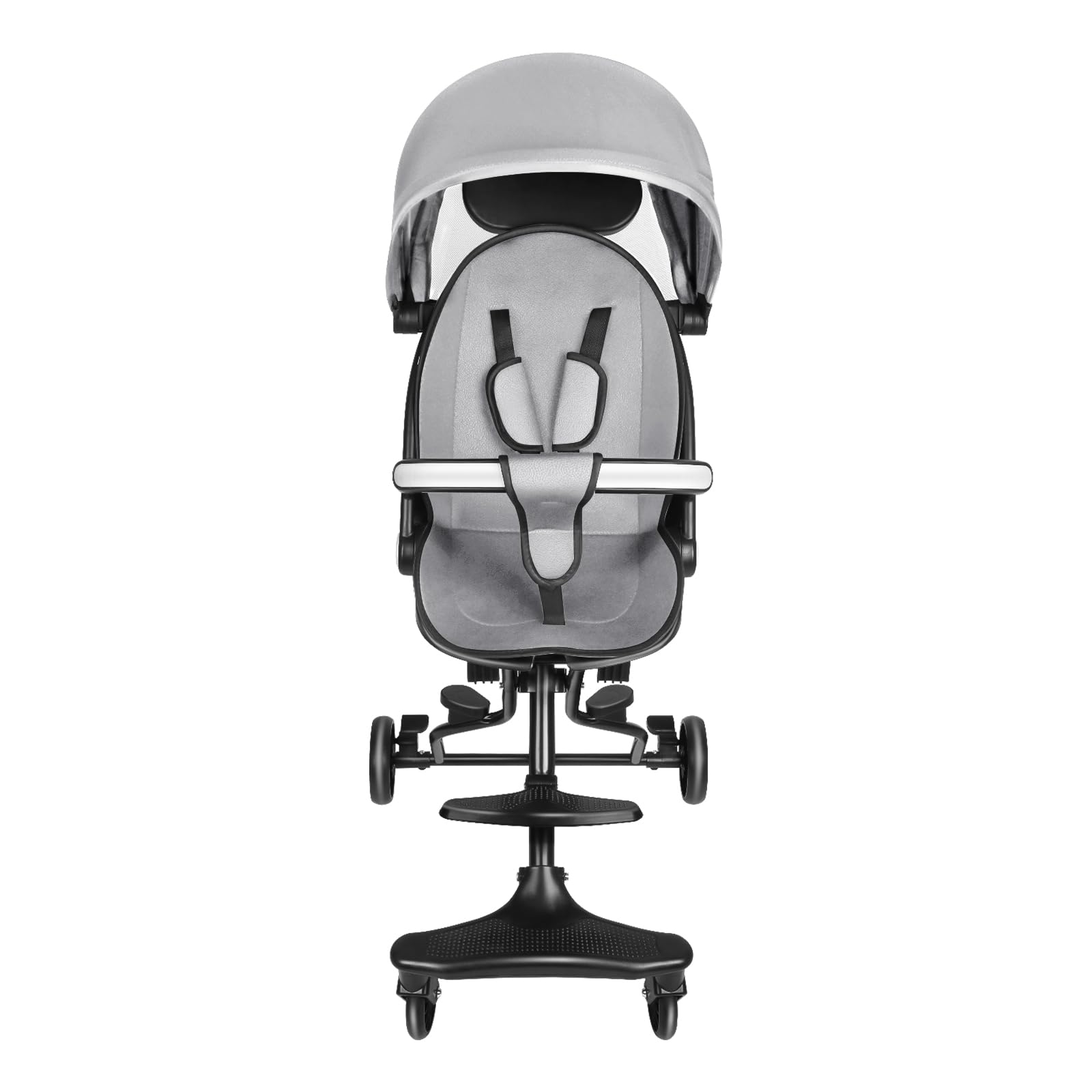 Supfine Passeggino da viaggio ultraleggero con sedile regolabile, parapioggia pieghevole, cintura di sicurezza a 3 punti, fino a 15 kg, altezza totale 108 cm (grigio)
