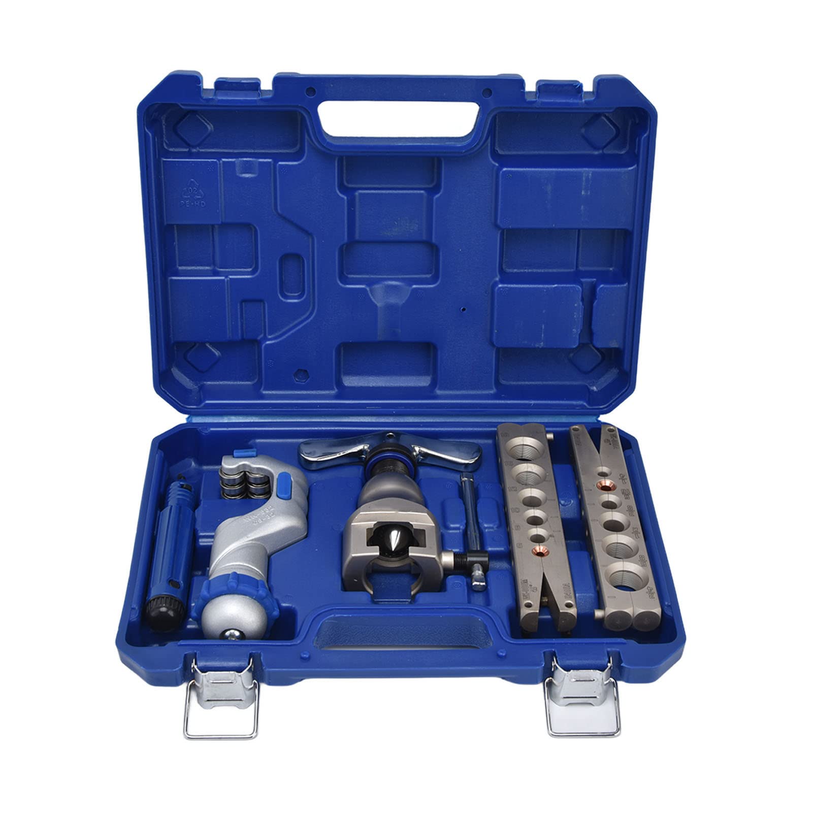 Kit de Herramientas de Abocardado, con Abrazaderas de Doble Abocardado Métricas Y en Pulgadas, Herramienta de Abocardado en Línea Kit de Servicio de Tubería con Cortatubos para Conexión de Tuberías