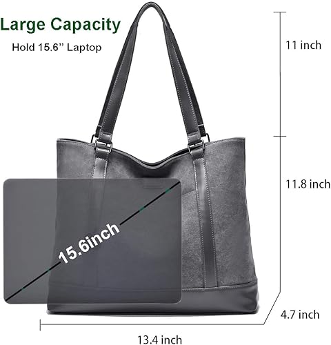 Miniatura 3 de Bolsa de trabajo de lona para laptop para mujer con bolsillos de compartimento para computadora de 15.6 pulgadas, L