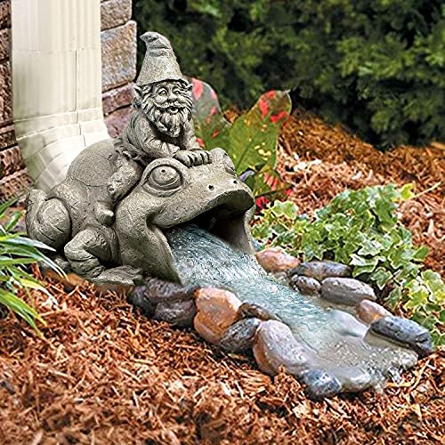 CT DISCOUNT STORE Cute Playful Cat Gnome and Frog Downspout Extension Outdoor Decoration (Cute and Playful Gnome and Frog downspout)