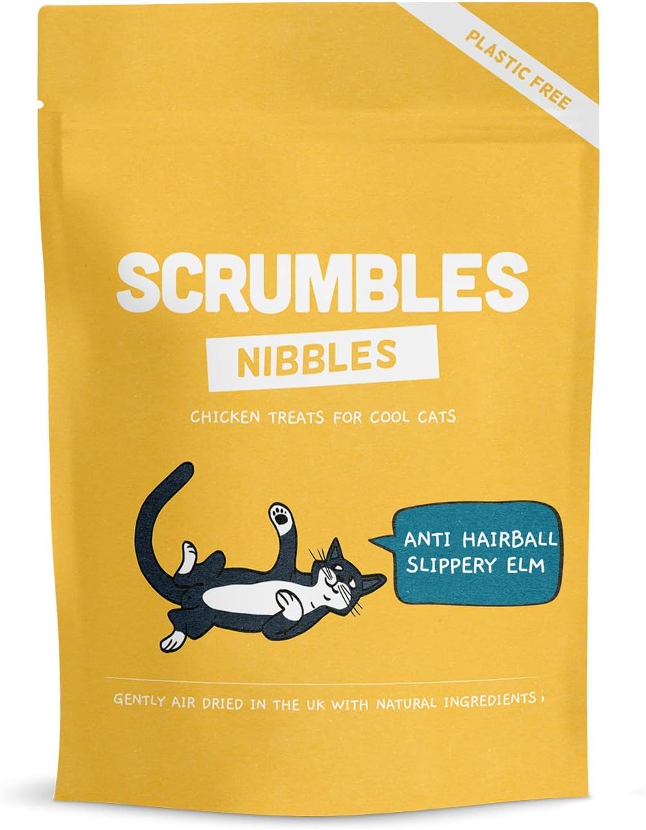 Scrumbles All Natural Anti Hairball Cat Treats With Chicken, Multipack of 8 x 60g High Protein Nibbles