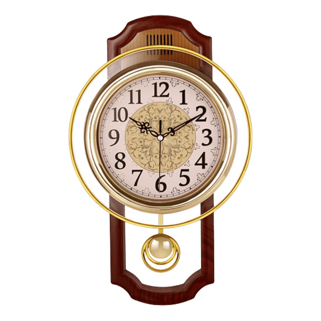 TYUHDUYUR Silent Wall Clock Easy to Read Modern Wall Clock Battery Operated Retro Wall Clocks with Pendulum for Home Sweeps Movement for Office (B Orange Yellow) (A Orange Yellow)