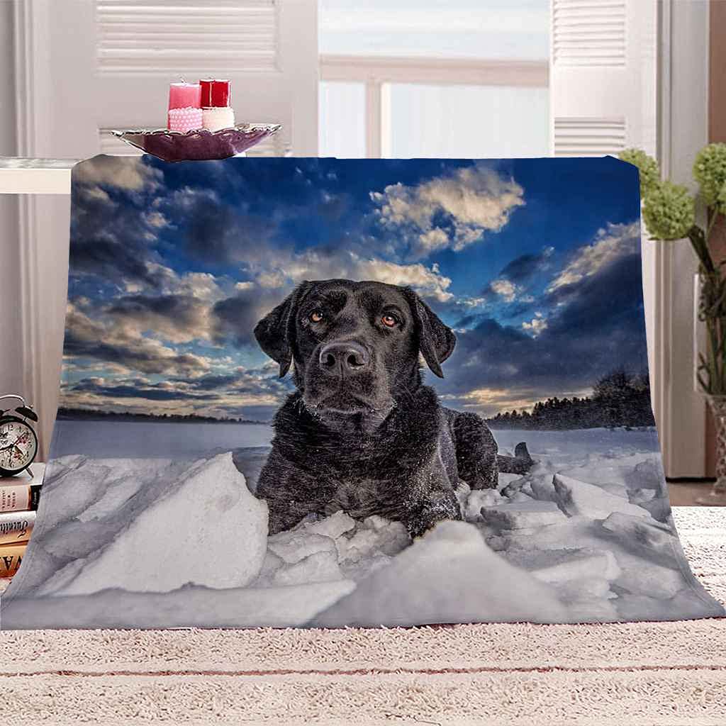 Couverture chiot noir en flanelle douce pour réconforter toute la famille