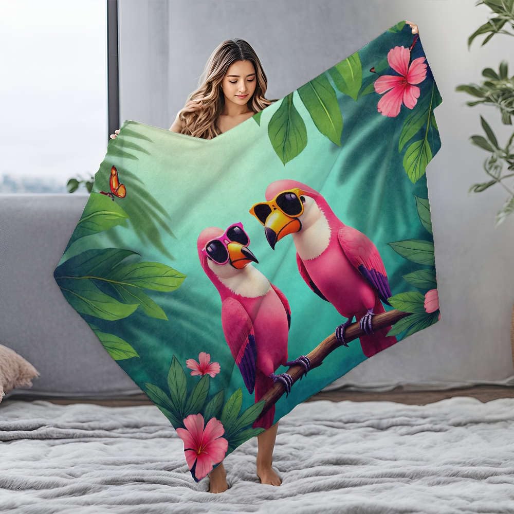 Couverture polaire king size pour cocooning sur le canapé motif exotique coloré