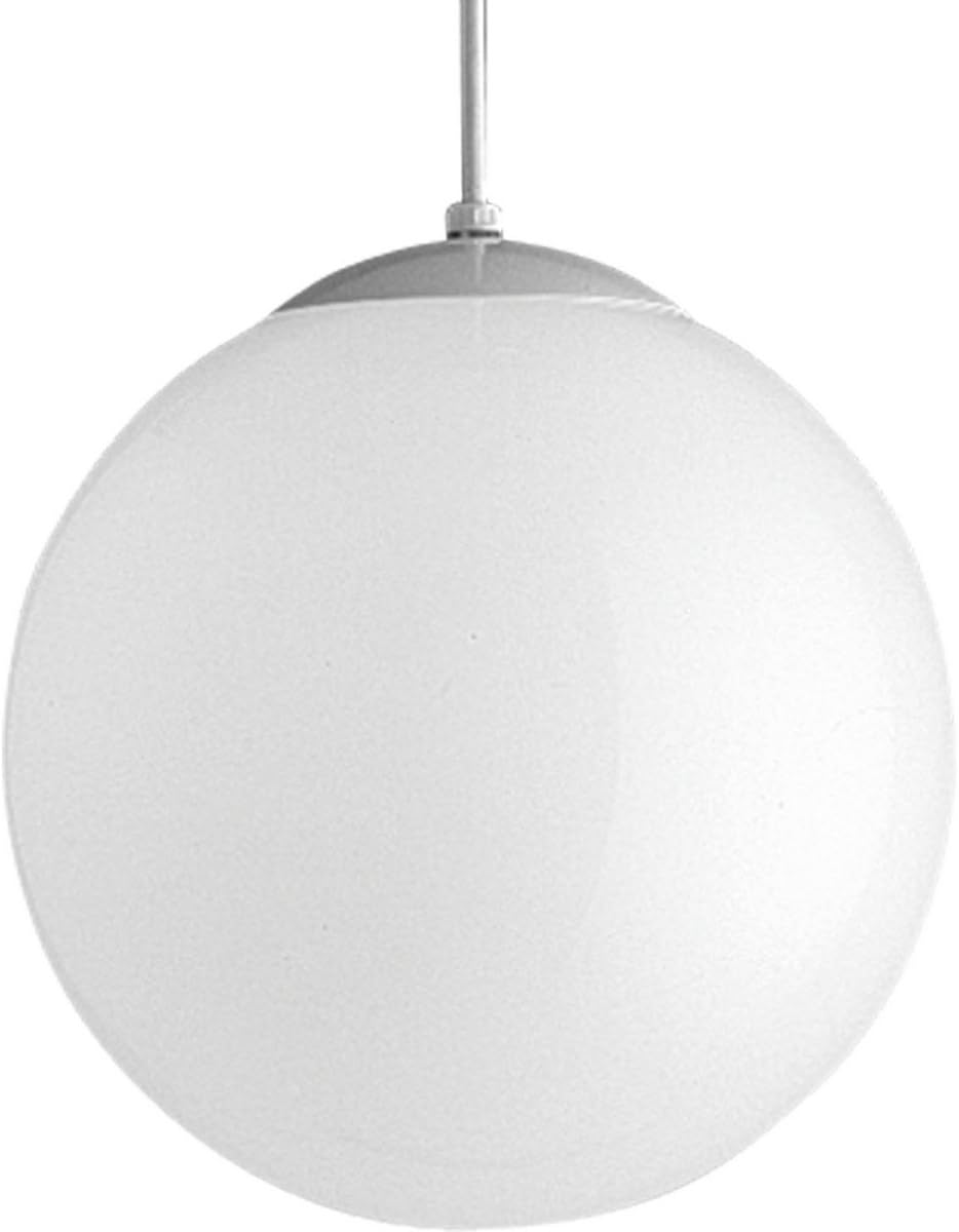 P4403-29 Opal Cased Globes Provide Evenly Diffused Illumination White Cord, Canopy and Cap, Satin White 12-Inch Diameter x 12-Inch Height