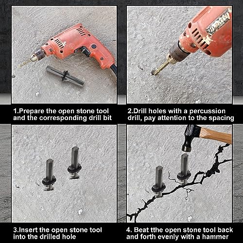 Image of Gisafai 16 Pcs Rock Splitting Wedges, 3 /4'' Wedge and Feather Shims, Heavy Duty Chisel and Feather Stone Splitting Tools Rock Hounding Equipment for Marble Rocks Concrete Granite