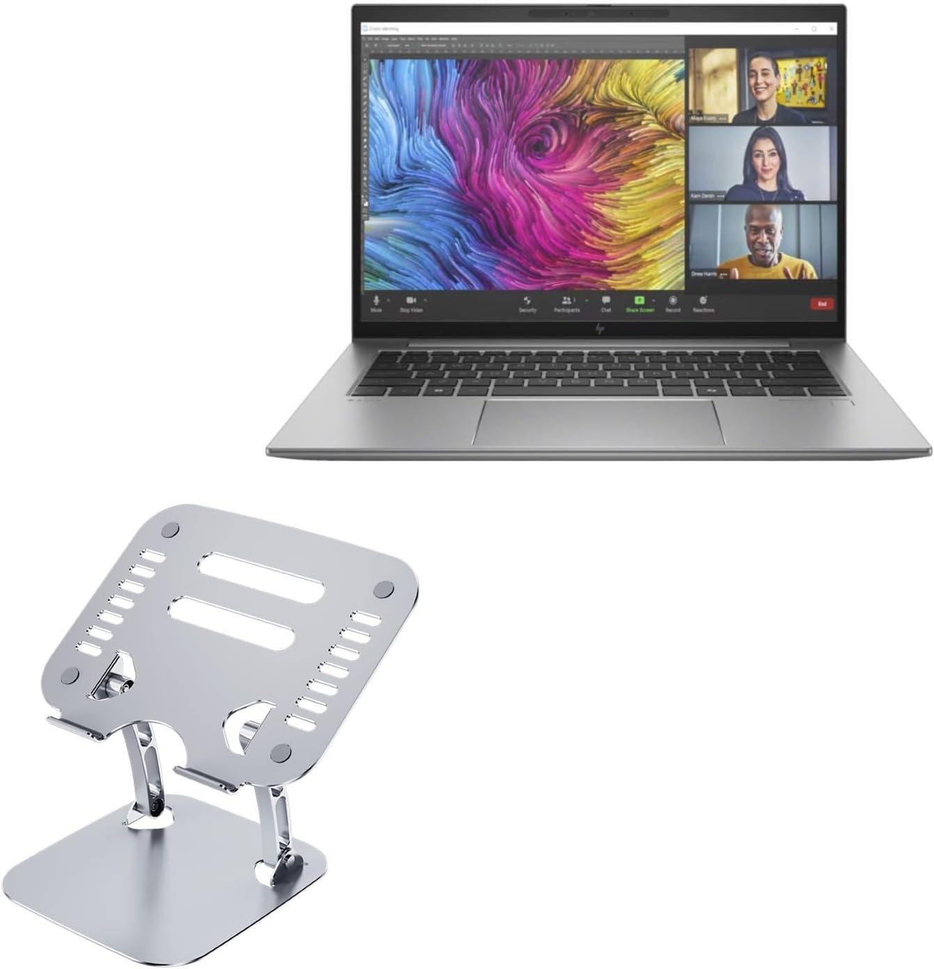 BoxWave Stand and Mount Compatible with HP ZBook Firefly G11 - Executive VersaView Laptop Stand, Ergonomic Adjustable Viewing Angle Metallic Riser - Metallic Silver