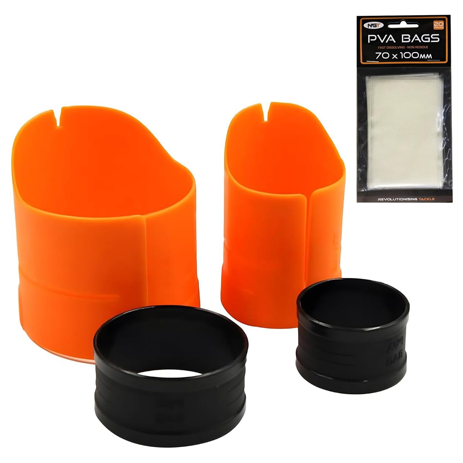 Oiieco PVA BAG SYSTEM Water-Soluble Carp Fishing Bag Kit With Mesh & 20pcs PVA Bags Dissolvable Bait Pva Bag PVA Bag Loader Tool for Carp and Coarse Fishing, Quick-Fill Bait Loading Tools