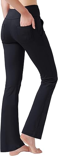 nuveti Pantalones de yoga de cintura alta con corte de bota para mujer, 4 bolsillos, pantalones de entrenamiento, control de abdomen, pantalones de