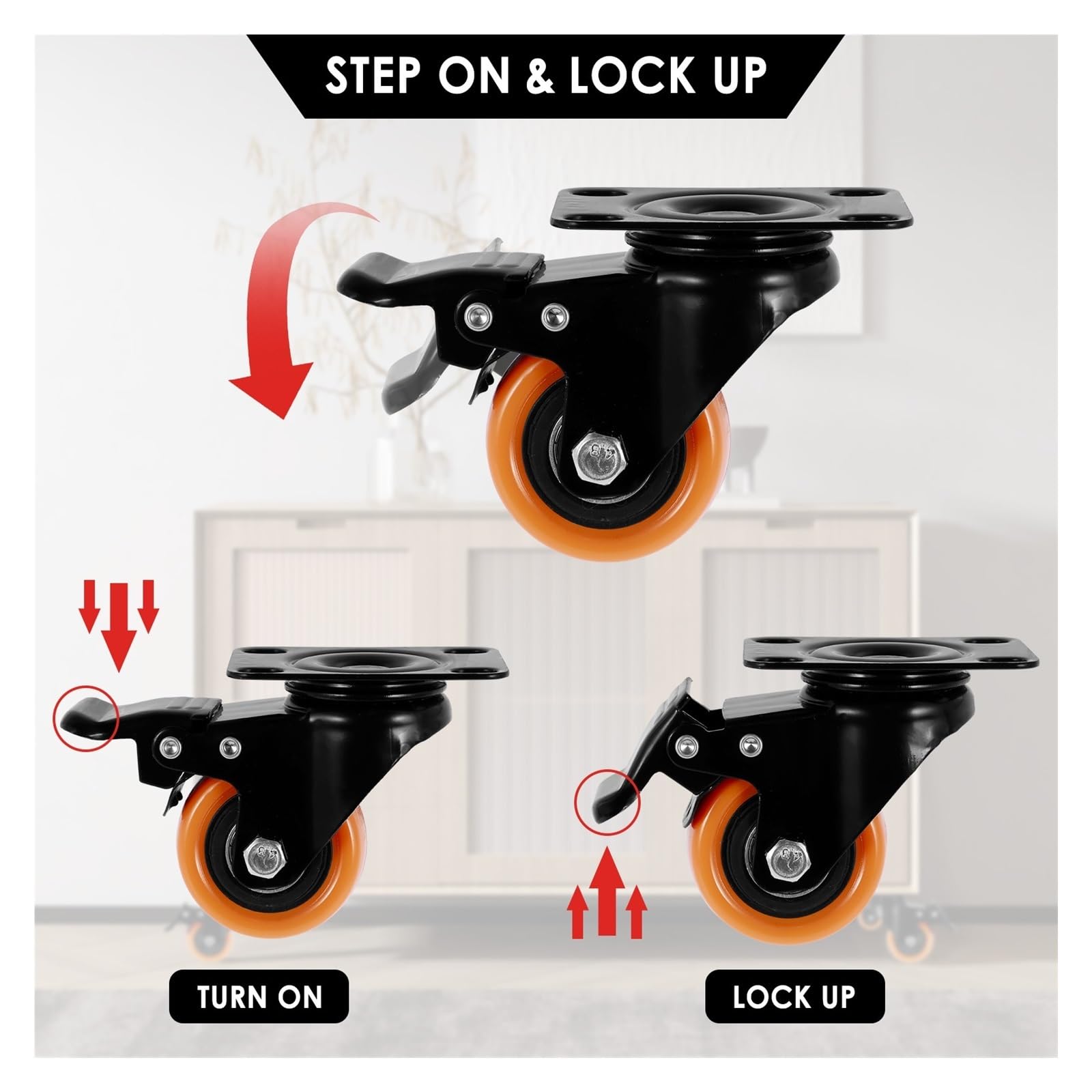 2inch Furniture Caster Soft Rubber Universal Wheel Castors Casters Per Casa e Ufficio(4pcs)