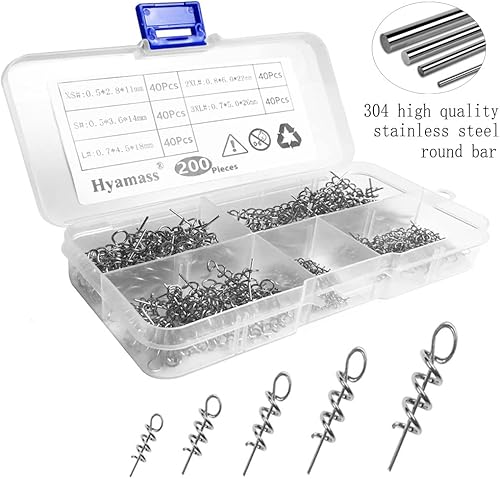 Miniatura 9 de Hyamass 200 piezas de señuelo suave de cebo de resorte de bloqueo giratorio de pesca al aire libre manivela de gancho de centrado para señuelo suave