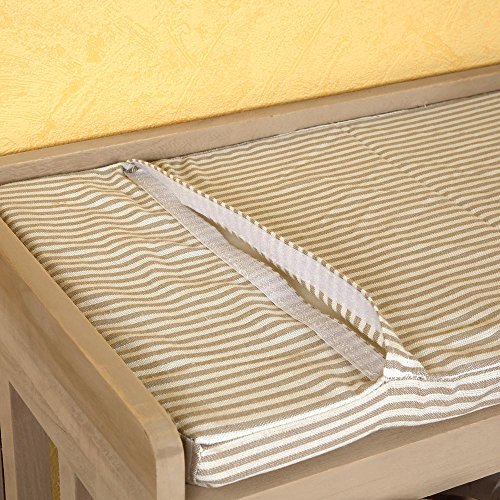 Melko Sitzbank-Kommode mit Stauraum 3 Weidekörben in beige aus Holz Sitzkommode mit Auflage Truhenbank 90 x 45 x 34 cm