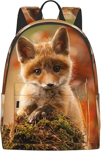 FeHuew - Mochila de 16 pulgadas con diseño de zorro para ordenador portátil con impresión completa