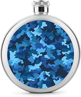 Petaca redonda portátil de acero inoxidable de 5 onzas, color azul, para hombres y mujeres