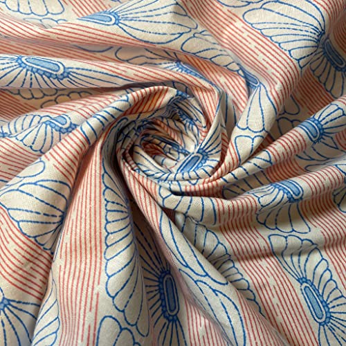 Tissu 100 % coton vintage fantaisie robe florale pour loisirs créatifs, matelassage 111,8 cm au mètre (rayures demi-fleurs) Cover