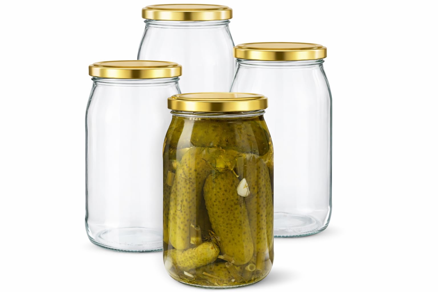 made in home Zestaw 8 słoików na przetwory o pojemności 900 ml - Z złotymi pokrywkami TO 82 - Puste słoiki z gwintowanymi pokrywkami do napełnienia - Słoiki z gwintowaną pokrywką
