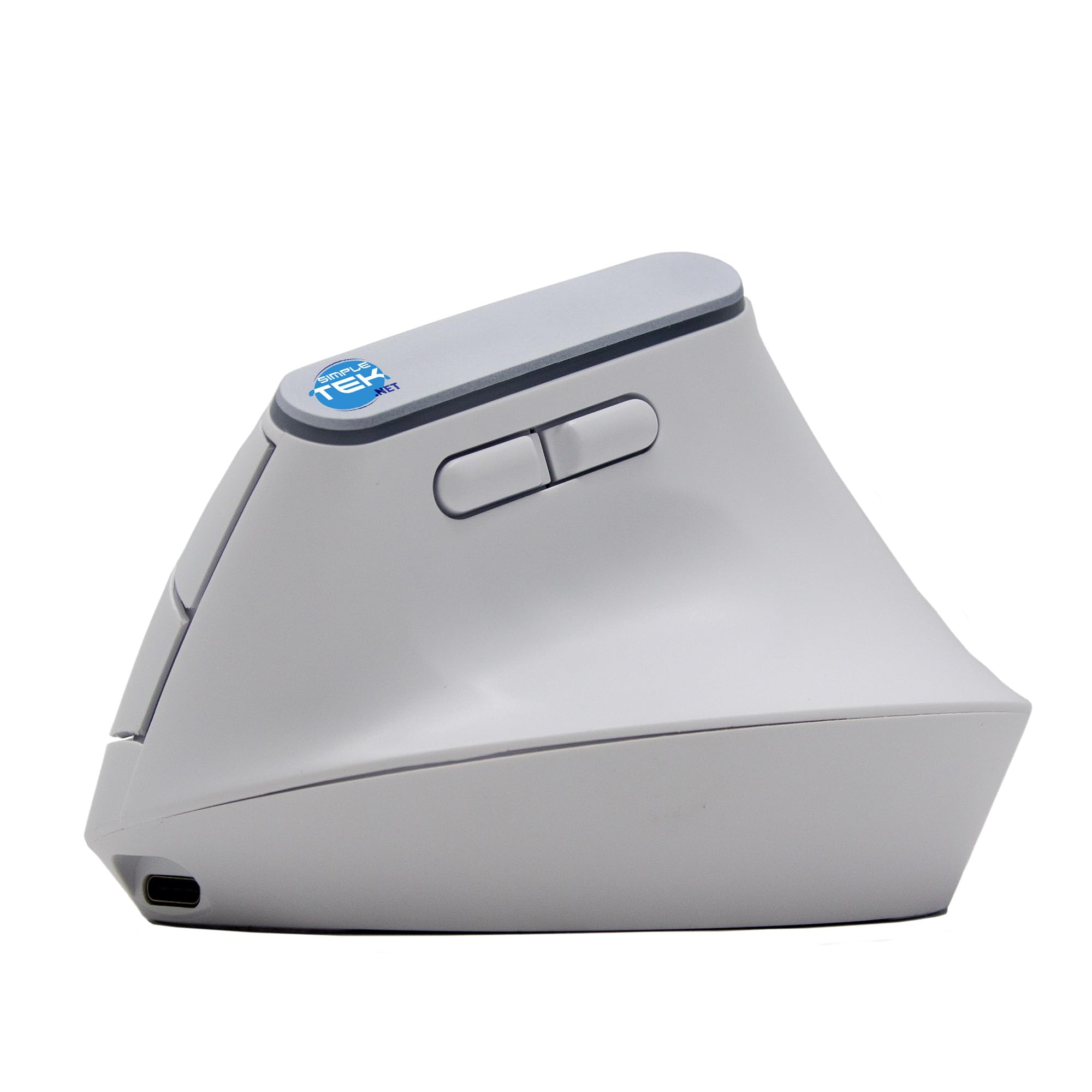 SIMPLETEK - Ergonomische vertikale kabellose Maus - Bluetooth und 2,4 GHz Wireless - RGB-Beleuchtung - Wiederaufladbar mit integriertem Akku - Weiß
