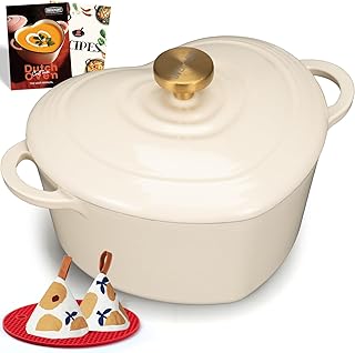 Overmont Heart-Shaped Enameled Cast Iron Dutch Oven