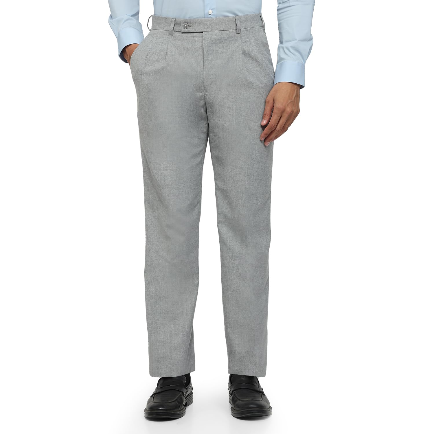 park avenue Men Regular Fit Solid Pattern Polyester Blend Double Pleat Formal Trouser-picture-46