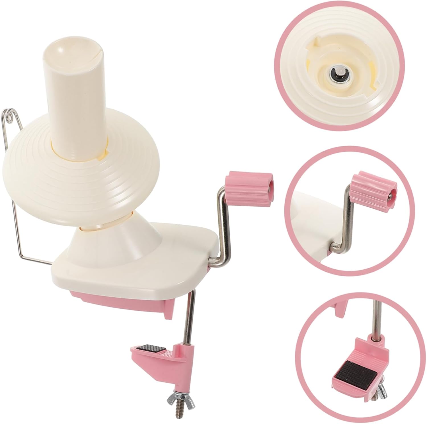 Hand Crank Yarn Ball Winder Tool for Crafters Portable Pink