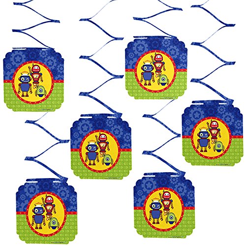 Big Dot of Happiness Robots - Baby Shower or Birthday Party Hanging Decorations - 6 Count