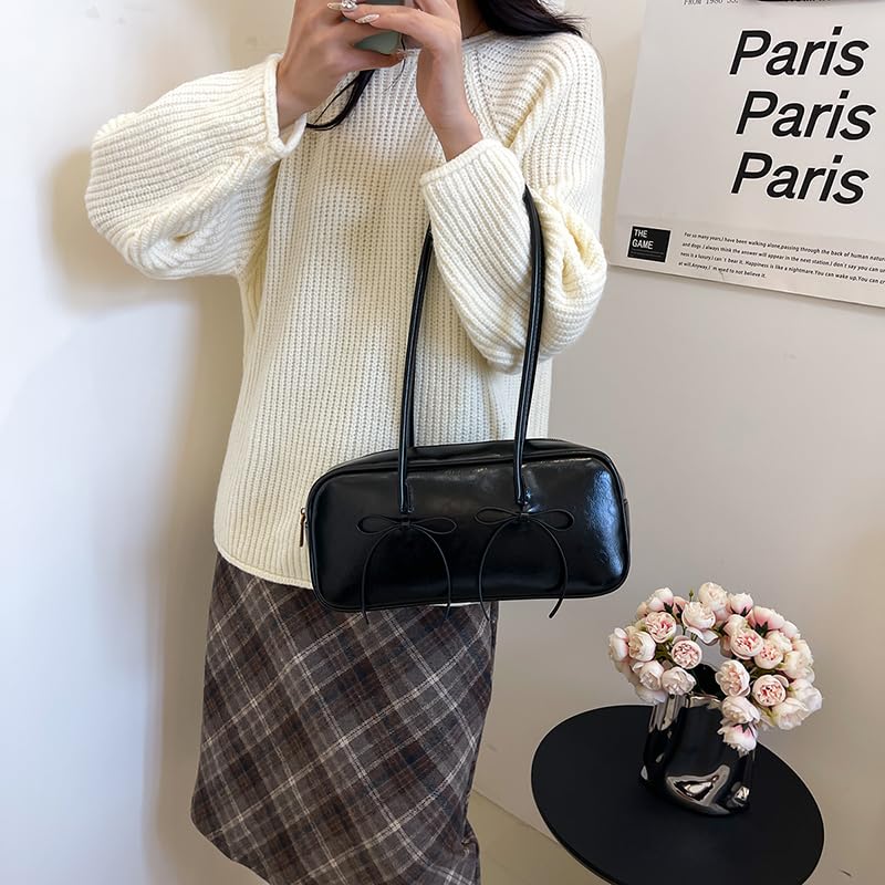 Leather Shoulder Bag for Women with Tie Shoulder Tote Handbag Satchel Handbag Trendy Underarm Bag for Work Travel3