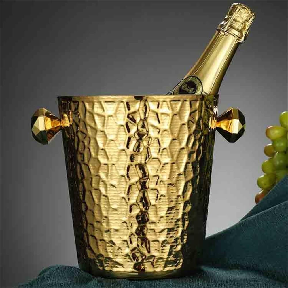Cubo de Hielo Cubo Enfriador de Vino y Cerveza for champán, Cubo pellets Hielo Gran Capacidad, Acero Inoxidable for el hogar Cubo de Hielo frío para Barra(Silver)