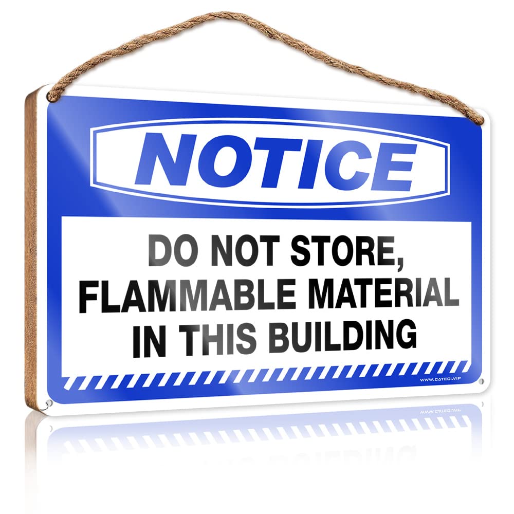 DTHA Door Sign For Bedroom Notice Do Not Store, Flammable Material In This Building Wooden Sign Porch Decorations Outdoor Family Funny Wall Sign(15X28CM)
