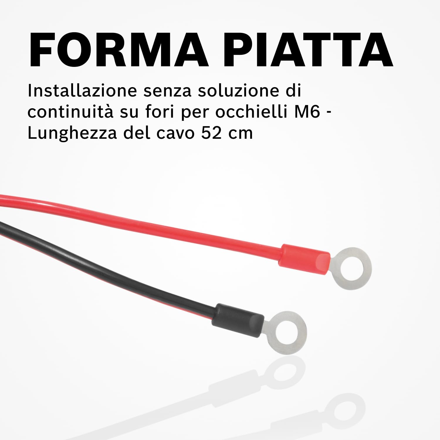 Cavo di Collegamento Bosch per Caricabatterie - Cavo Batteria con Capicorda e Fusibile da 10 A - Ricambio di Qualità Originale - Occhielli M6, Cavo da 52 cm - 0189999270