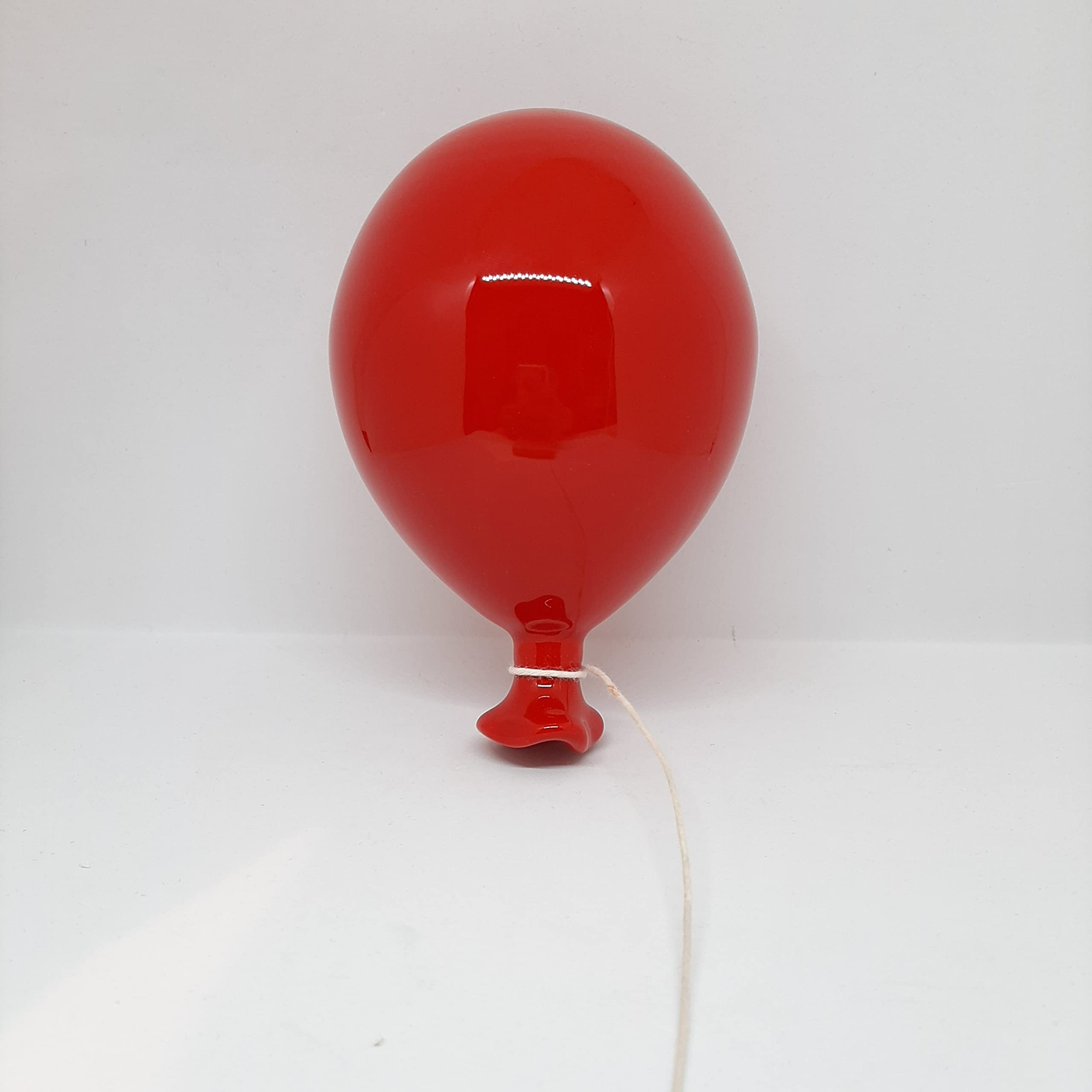 Palloncino in ceramica da appendere al muro, fatto a mano, artigianato, decorazione da parete, ideali per bomboniere (15 cm, ROSSO)