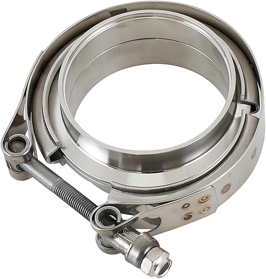 Stainless 3 Inch Exhaust V Band Clamp w/ T304 Stainless Steel Female Male Flanges