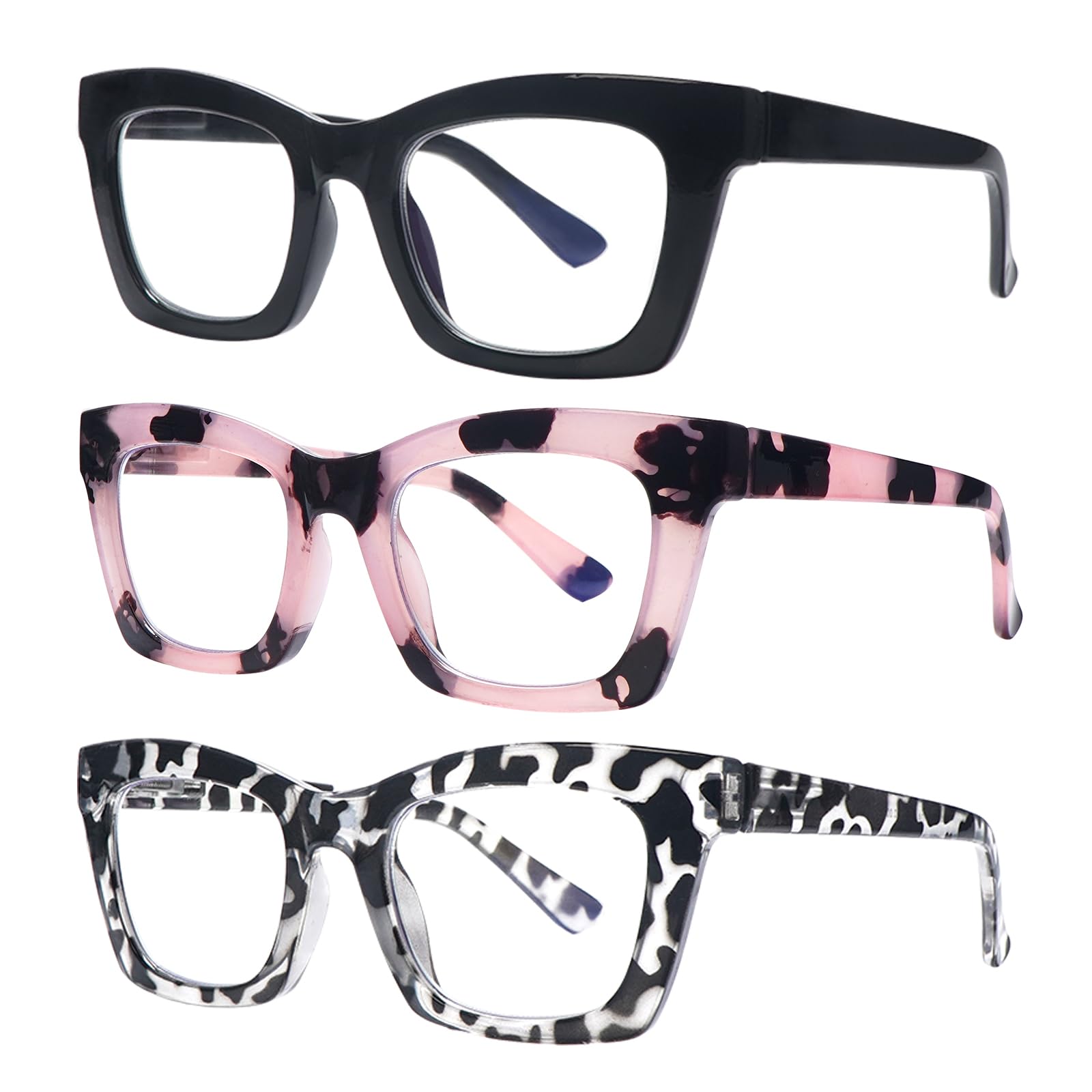 SIGVAN Oprah Blaulichtblockierende Lesebrille für Damen, quadratisch, mit Federscharnier, 6 Stück