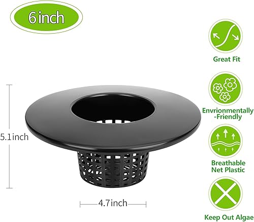 Miniatura 3 de Paquete de 3 macetas de red  6 pulgadas para cubos de 5 y 3.5 galones, tapas de cubo hidropónico de borde ancho, tapas de cesta DWC