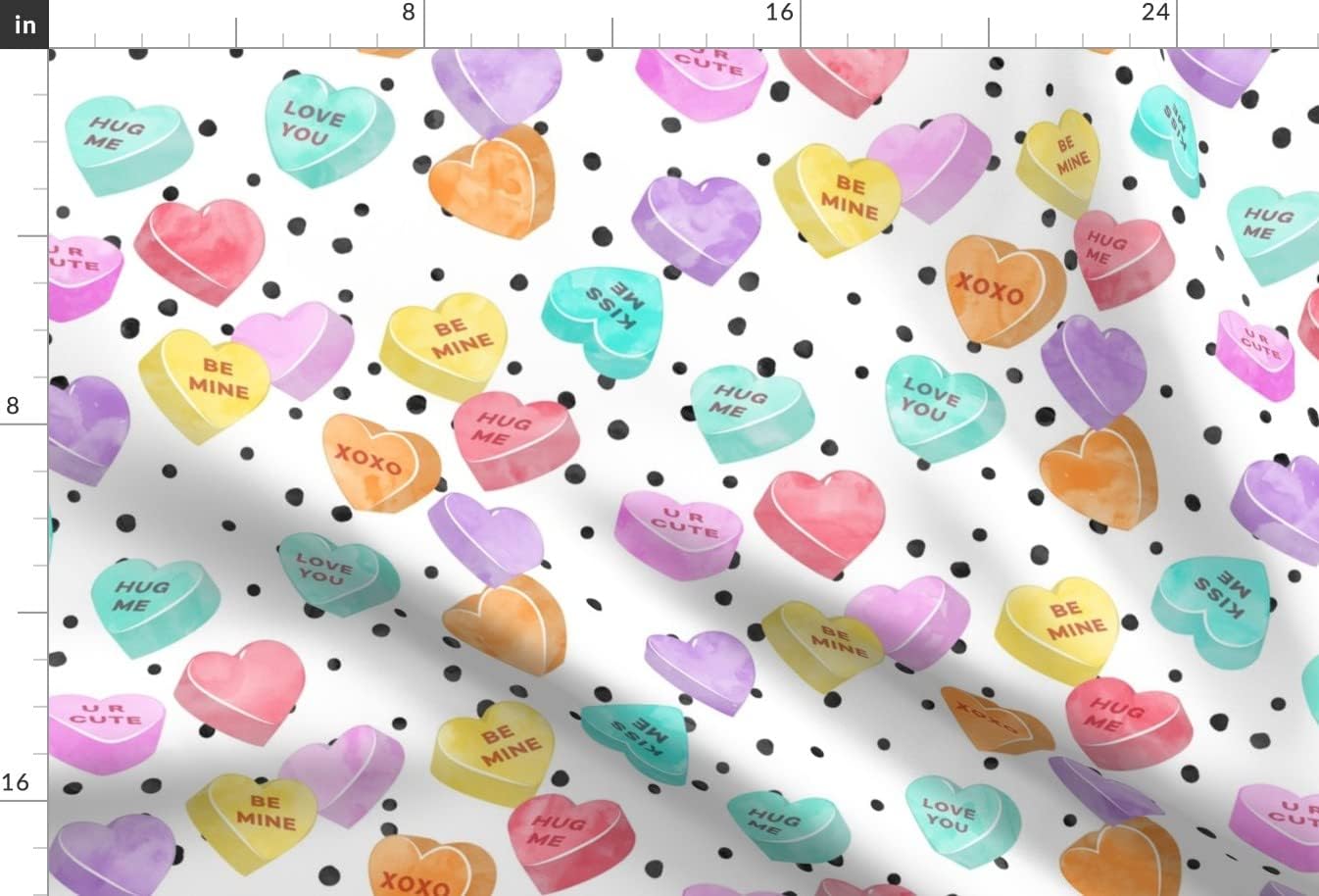 Spoonflower Fabric - Scale Valentines Day Heart Candy Hearts Spots Watercolor Printed on Upholstery Velvet Fabric Fat Quarter - Upholstery Home Decor Bottomweight Apparel