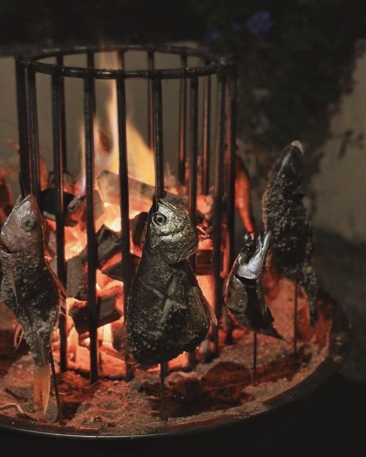 Amazon.co.jp: 原始焼きスタンド 炉端焼き 五徳 魚焼き 枠 囲炉裏 火鉢