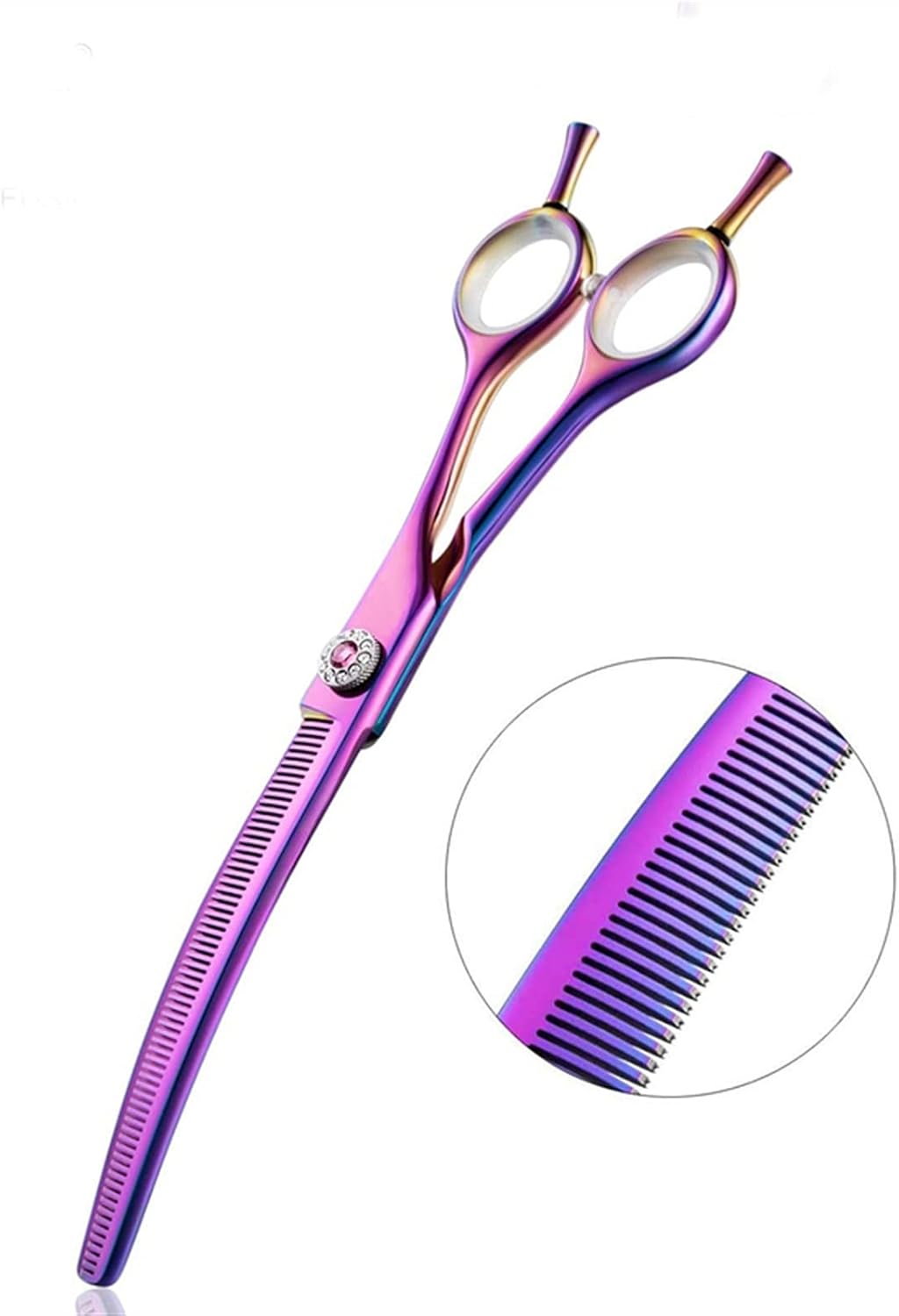 Pet Down Curved Thinner Dog Grooming Scissors Stainless Steel 440c Salon Trimmer Curved Shears 7 Inch Purple for Barber or Home Use