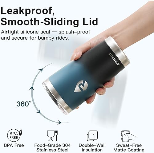 Miniatura 4 de Vaso de café de 20 onzas  Taza de viaje de acero inoxidable aislada para fríocalor, a prueba de derrames con tapa desmontable sin BPA, taza de café