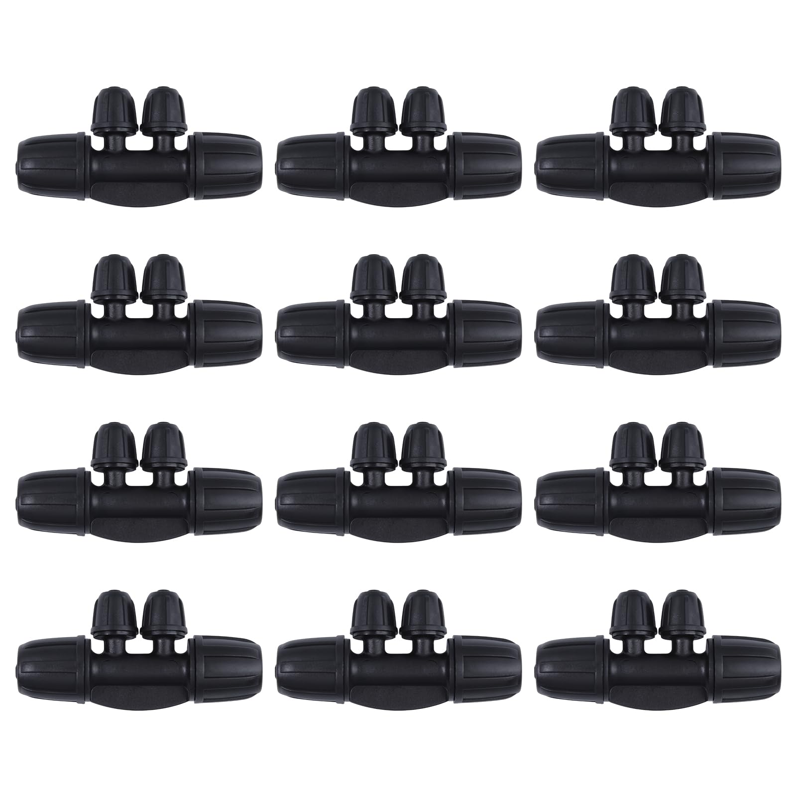INJOYTEC 12 Pcs 1/2" to 1/4" Drip Irrigation Fittings, Barbed Four Way Connectors for 1/2 to 1/4 Inch Vinyl Tubing, Anti-Leak Drip Irrigation Connectors for Drips Sprinkler Garden Lawn Systems