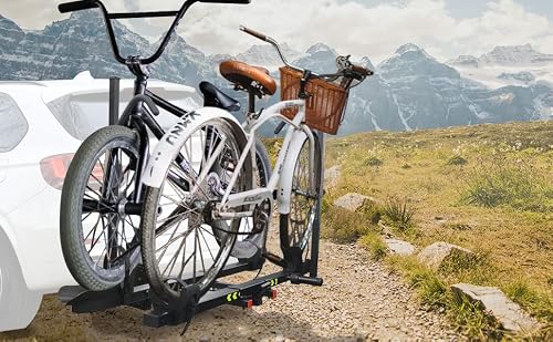 Chiesma Bike Hitch Mounted Platform Style 2 Bikes Carrier For Car, Bicycle Rack For Car Suv Trucks And Sedan, Tilting E-Bike Rack Fits Up To 2 X 66 Lbs Bike With Up To 5" Fat Tiresbikes #TOP5